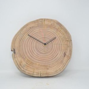 Holz Wanduhr Holzuhr Atlaszeder 31×29 cm Baumscheibenuhr Holzdekoration