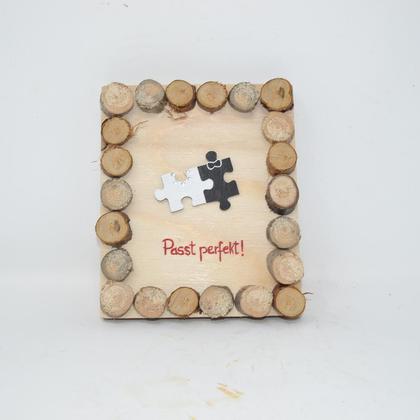 Holzbild Minibild 16x13 cm Holz Deko Wanddeko Puzzle Wandbild Holzdeko handmade