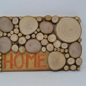 Holzbild „Home“ Holz Dekoration Schriftbild Bild Wandbild handmade