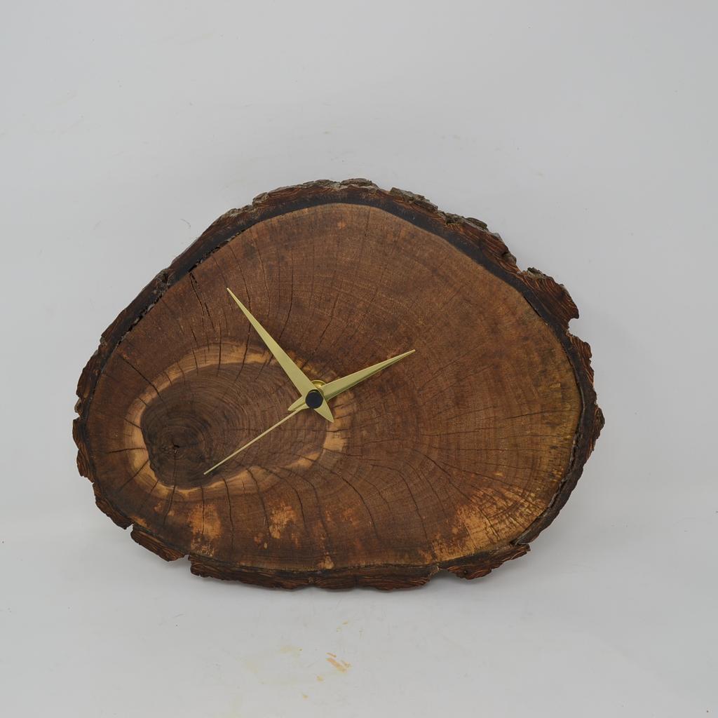 Holz Wanduhr 32x25 cm Holzuhr Walnuss Holzdeko Baumscheibenuhr handmade