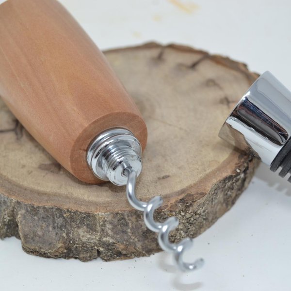 Holz Weinstöpsel Korkenzieher 2in1 Weinstopfen handarbeit Geschenk Geschenkidee - Image 4