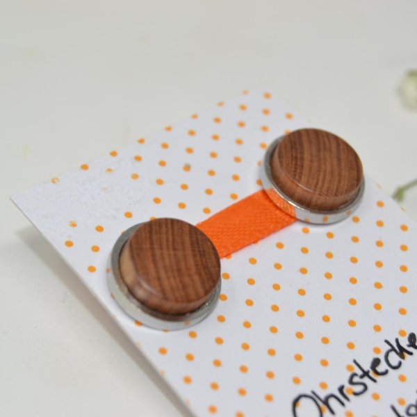 Holz Ohrringe Trachtenschmuck Ohranhänger Ohrstecker Zwetschke 1.5 cm handmade - Image 4