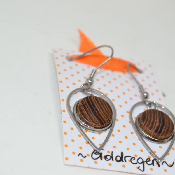 Holz Ohrringe Goldregen Schmuck Trachtenschmuck Ohrringe Unikat Edelstahl 1,5 cm - Image 3