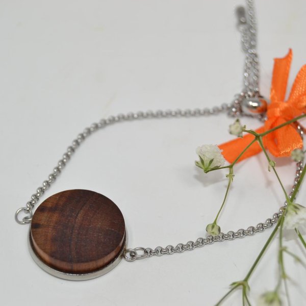 Holz Armband Armkette Zwetschke Trachtenschmuck 2 cm Holzschmuck Armschmuck - Image 4