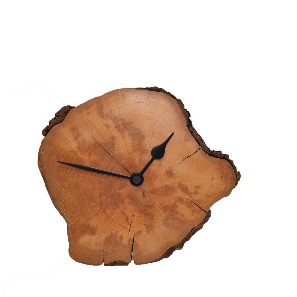 Holz Wanduhr Holzuhr Uhr 25x24 cm Erle Baumscheibenuhr Holzdeko