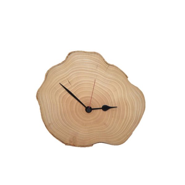 Holz Wanduhr 28x24 cm Baumscheibenuhr Esche handmade Unikat