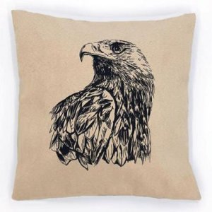 Kissen „Adler“ mit Zirbenfüllung, 28 cm x 28 cm, beige