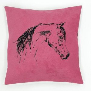 Kissen „Pferd“ mit Zirbenfüllung, 28 cm x 28 cm, pink