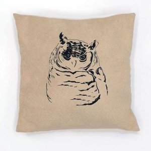 Kissen „Eule“  mit Zirbenfüllung, 28 cm x 28cm, beige
