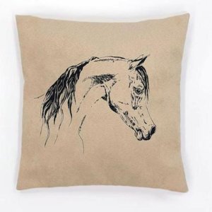 Kissen „Pferd“ mit Zirbenfüllung, 40 cm x 40 cm, beige
