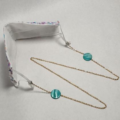 Elegante Maskenkette in Gold und Türkis