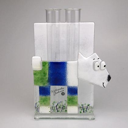 2er-Reagenzglas-Vase "Hund" blau-grün