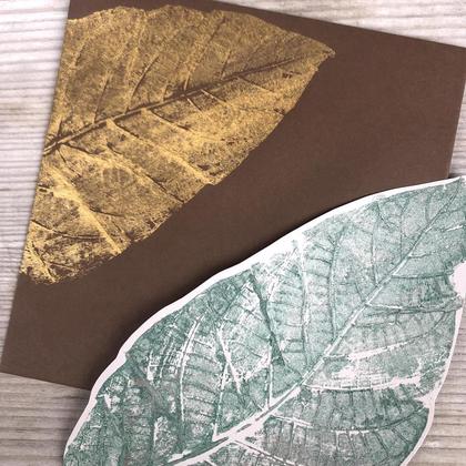 Billet/ Kuvert mit handbedrucktem Blatt