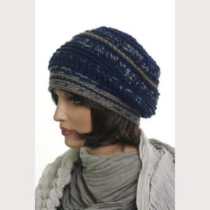 Haube – „Julia“ – blau und taupe