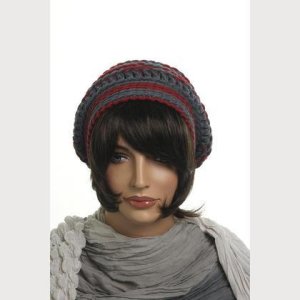 Haube – „Hannah“ – grau, rot