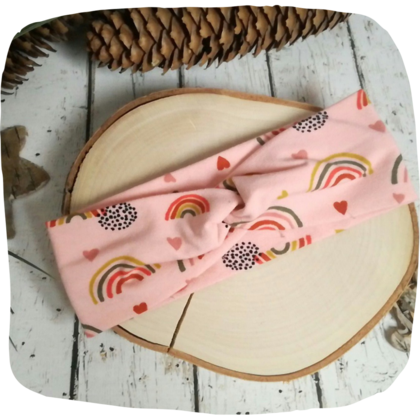Knotenstirnband Haarband für Mädchen Regenbogen rosa
