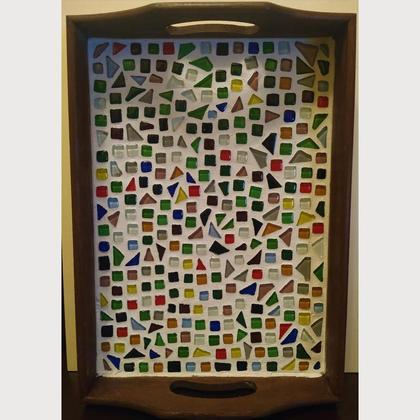 Holz Tablett Mosaik