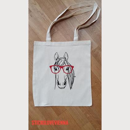 Stofftasche Pferd mit Brille