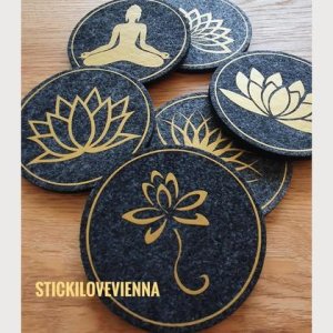Untersetzer Set Lotusblüte Gold