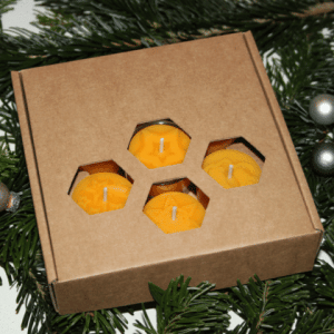 Teelichter Weihnachten aus Bienenwachs Geschenkbox