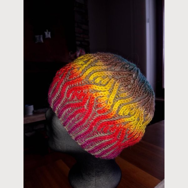 Handgestrickte Wendehaube Beanie bunt aus Merinowolle - Image 2