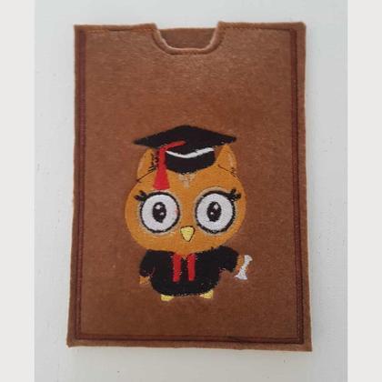 Eule bestickte handmade Impfpasshülle aus Filz