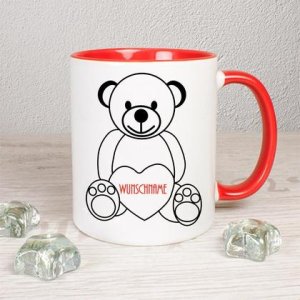 Bär mit Herz und Name Tasse