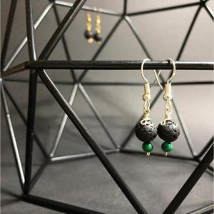Lavastein Ohrringe – Silber mit Malachit