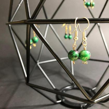 Malachit Ohrringe Gold 2