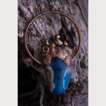 Purified Love - Anatomisches Herz mit blauem Achat Kern - Summer Aura finish