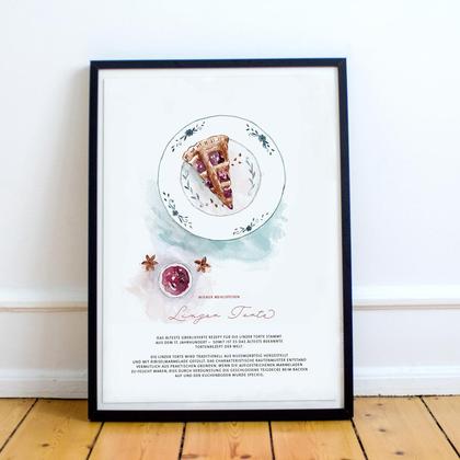 Kunstdruck Wiener Mehlspeisen - Illustration Linzer Torte