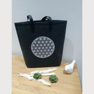 Filztasche Lebensblume dunkelgrau