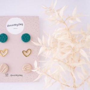 Dreier Mix Ohrstecker mit Herz