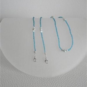 Maskenkette türkis/Perle