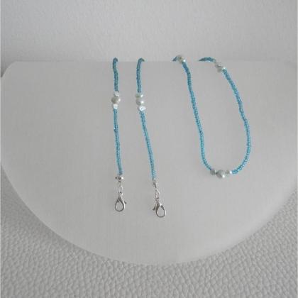 Maskenkette türkis/Perle