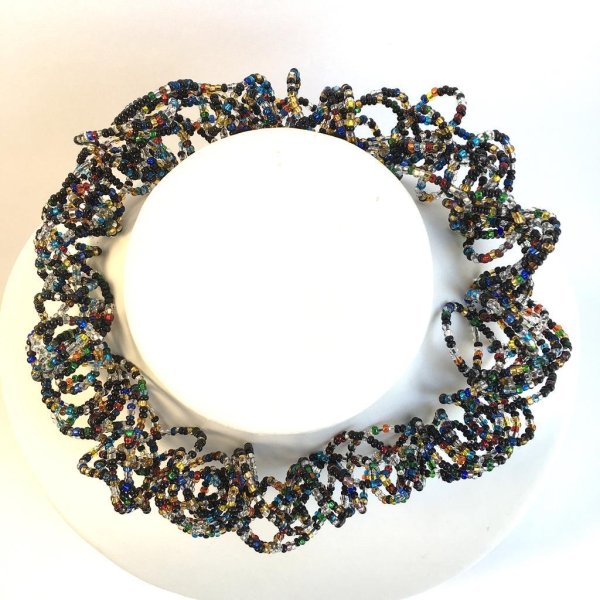 Knautschkette Schwarz-bunt-transparent