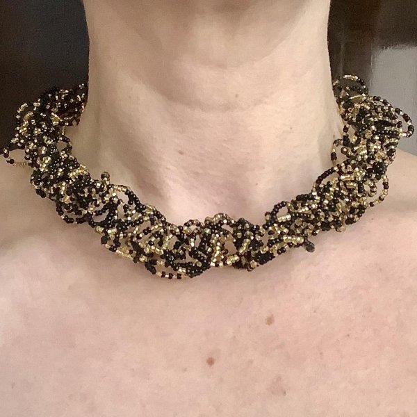 Knautschkette schwarz gold - Image 2