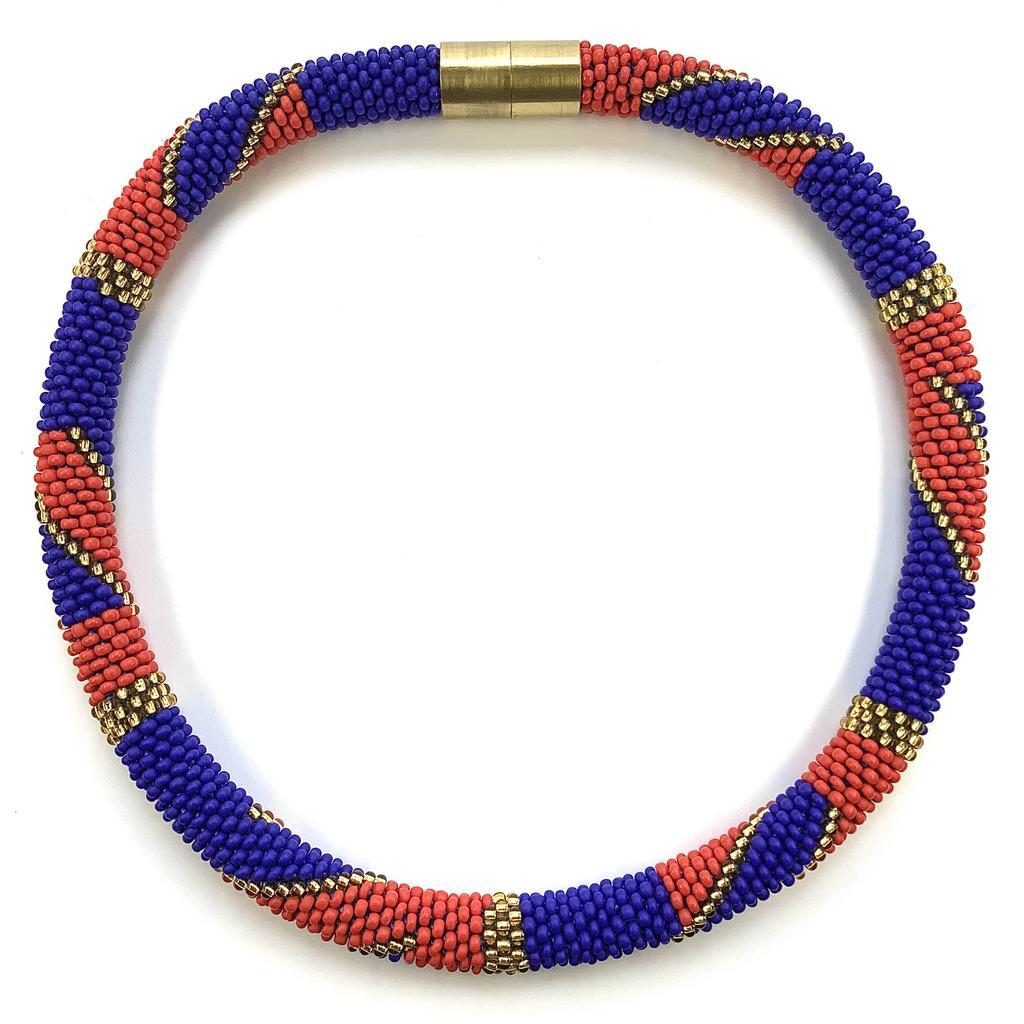 Halskette "Cleo rot blau"