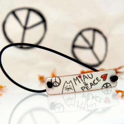 Katzen Armband aus Emaille