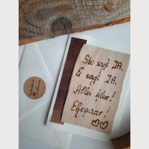 Hochzeitskarte, Holz, Ehepaar , Herzenswerk