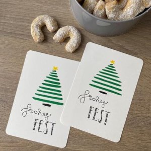 Handgemalte Postkarte „linienbaum frohesfest“