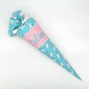 Schultüte „Einhörner blau“ 35 cm Kindergartentüte Geschwistertüte