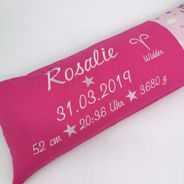 Geburtskissen/Erinnerungskissen Einhörner mit Echtmaßen/Geschenk zur Geburt Baby - Image 3