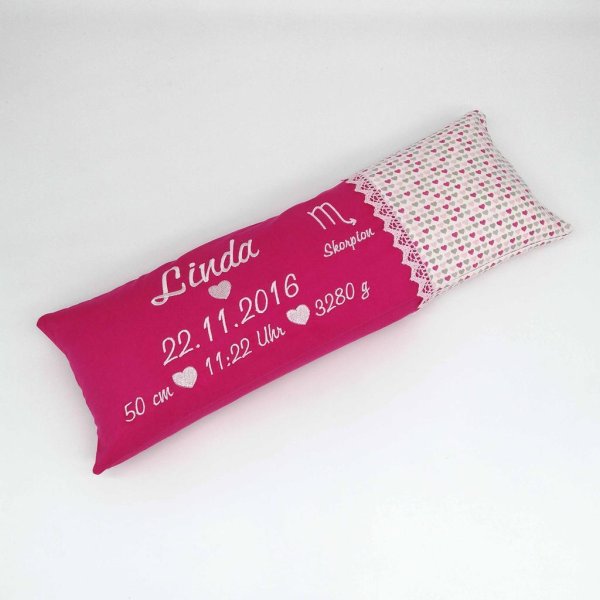 Geburtskissen/Erinnerungskissen Herzen mit Echtmaßen/Geschenk zur Geburt Baby - Image 2