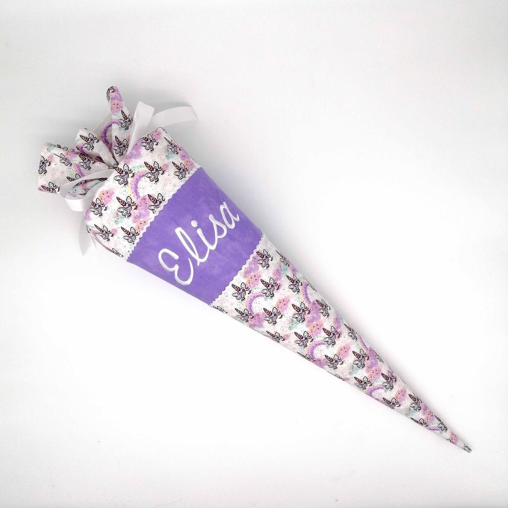Schultüte "Einhörner lila" 35 cm Kindergartentüte Geschwistertüte