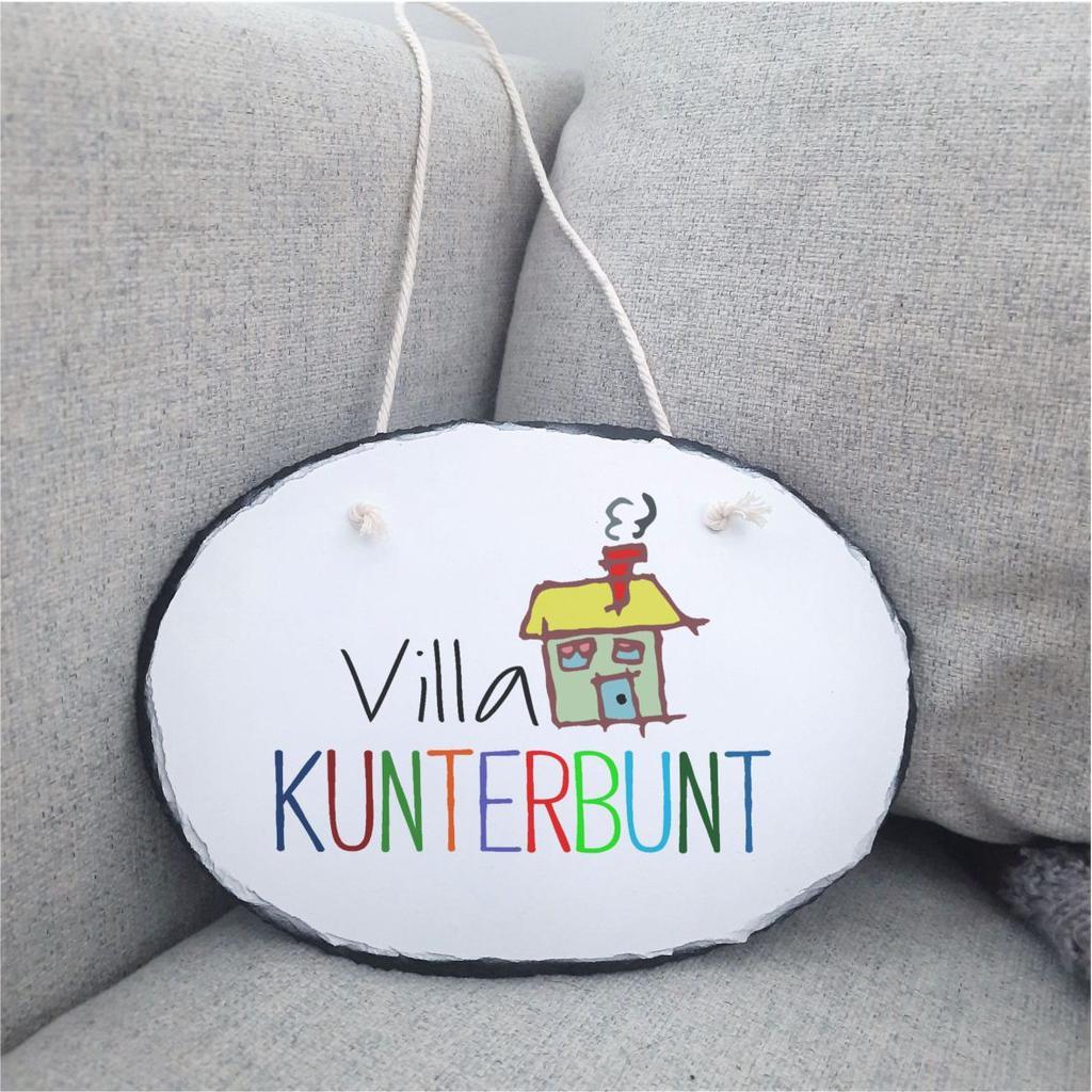 Schiefertafel Türschild "Villa Kunterbunt"