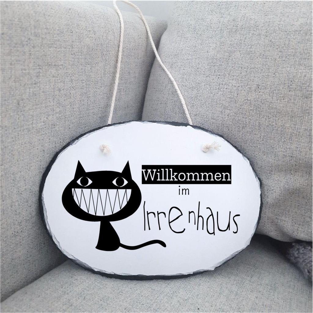 Schiefertafel Türschild "Willkommen im Irrenhaus"