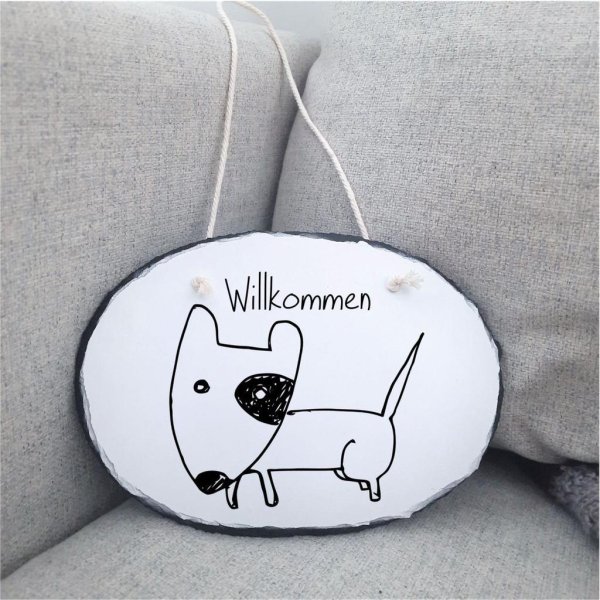 Schiefertafel Türschild "Hund Comic"
