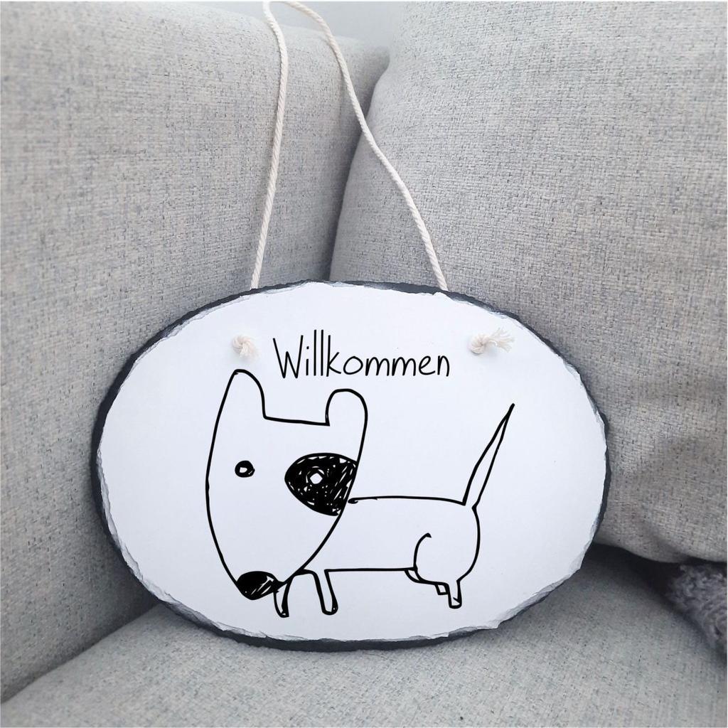 Schiefertafel Türschild "Hund Comic"