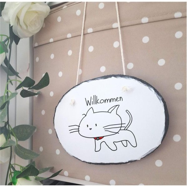 Schiefertafel Türschild "Katze Comic" - Image 3